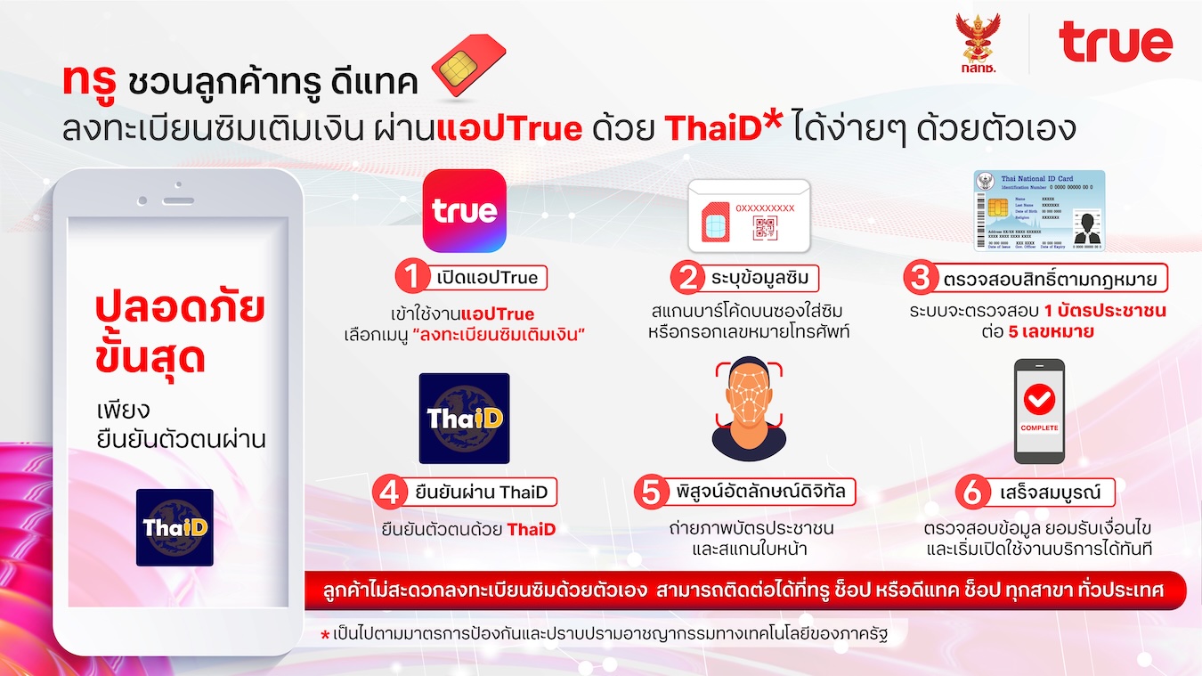 ทรู ลงทะเบียนซิม