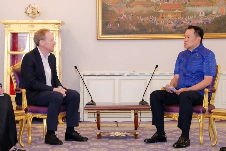 Prime Minister Anutin Charnvirakul  and Brad Smith, Microsoft Vice Chair and President
